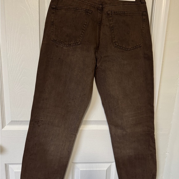 Zara Straight Cropped Distressed Brown Jeans - Picture 3 of 4